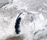 MODIS reflectance image of the North American Great Lakes