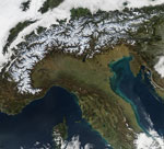 MODIS reflectance image of the Alps