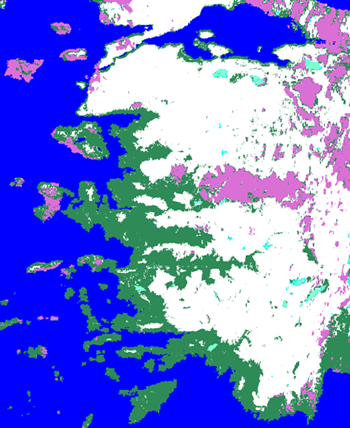 Corresponding MODIS snow map of Turkey