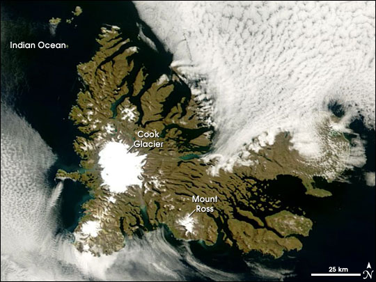 MODIS image of the Kerguelen Islands