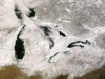 MODIS reflectance image of the US Great Lakes