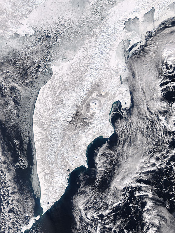 MODIS image of the Kamchatka Peninsula