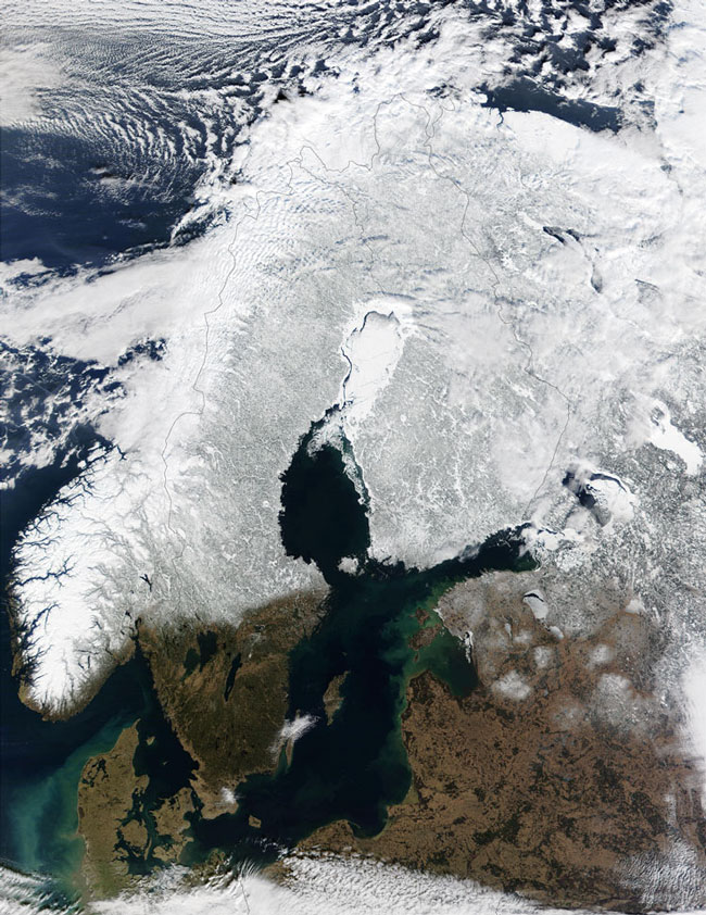 MODIS image of Scandinavia