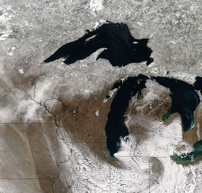 MODIS image of the Great Lakes region