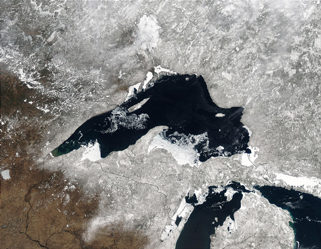 MODIS image of the North American Great Lakes