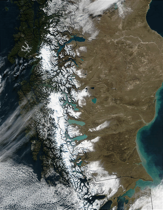 MODIS image of Patagonia, Argentina and Southern Chile