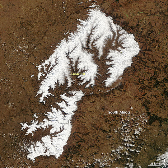 MODIS images of Lesotho and South Africa