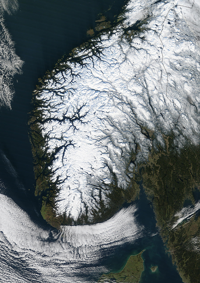 MODIS image of Norway and Sweden