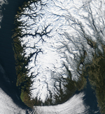 MODIS reflectance image of southern Norway and central Sweden