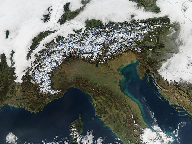 MODIS image of the Alps