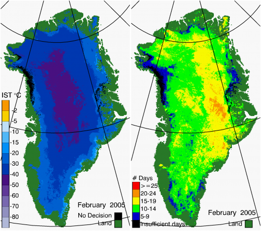 Greenland Surface Temp 02/2005