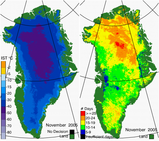 Greenland Surface Temp 11/2005