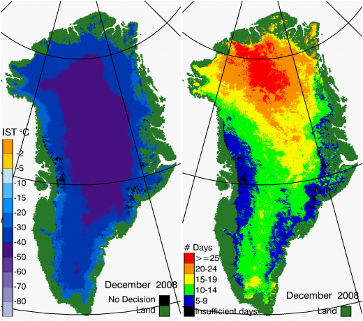 Greenland Surface Temp 12/2008
