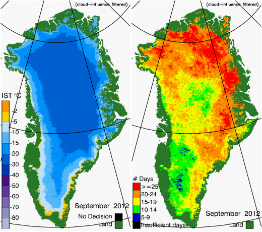 Greenland Surface Temp 09/2012
